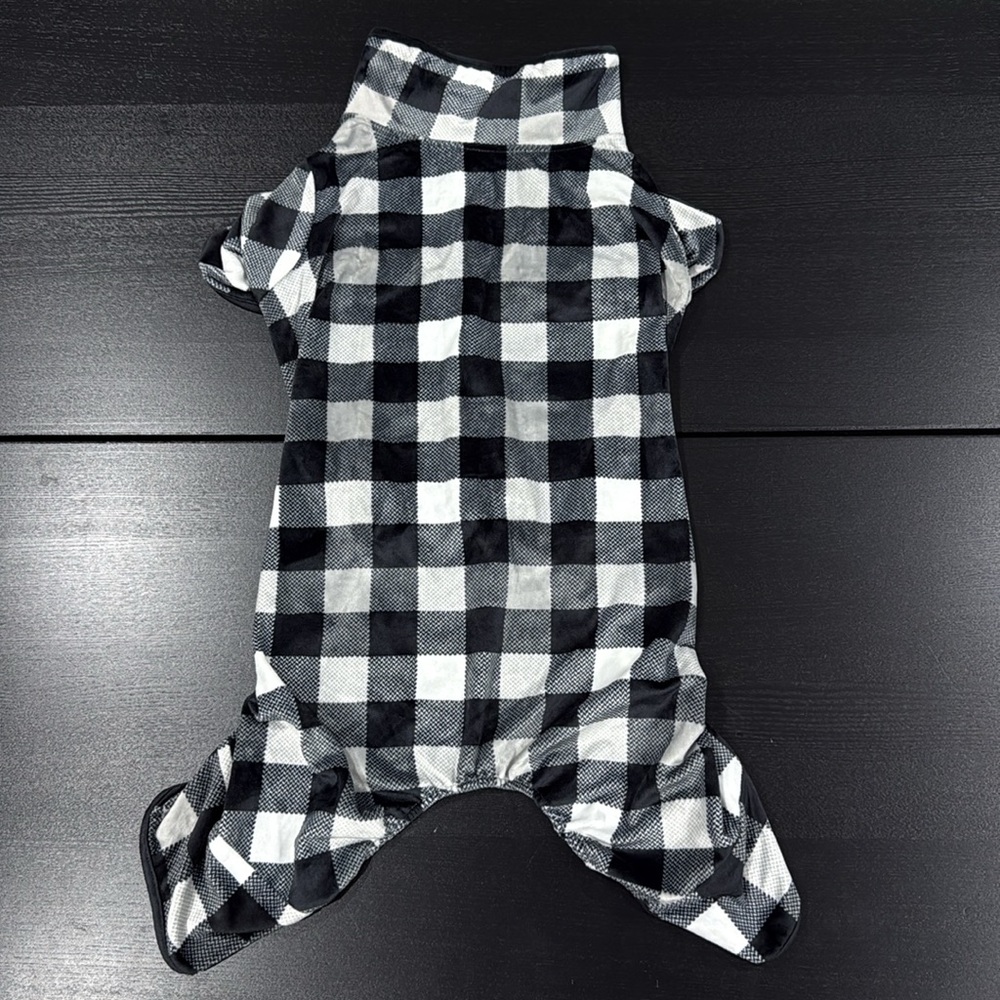 Berkshire Pet Black and White XL Plaid Dog PJ Onsie